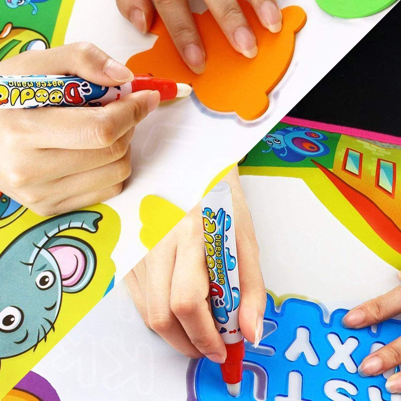 PHYLES Water Drawing Mat, Super Rainbow Deluxe Water Magic Mat, No Mess Colouring & Drawing Game - Image 4