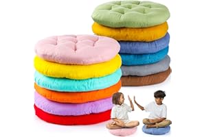 Fumete 12 Pcs Floor Pillows Cushions Seating 16 x 16 Inches Color Round Seat Reading Floor Chair Cushions for Kids Adults Classroom Home School Playing Supplies(Colorful)