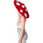 Cosplaya High-end Mushroom Hat for Adult Women Halloween Costume Cottagecore Accessories Bucket Red White Spores