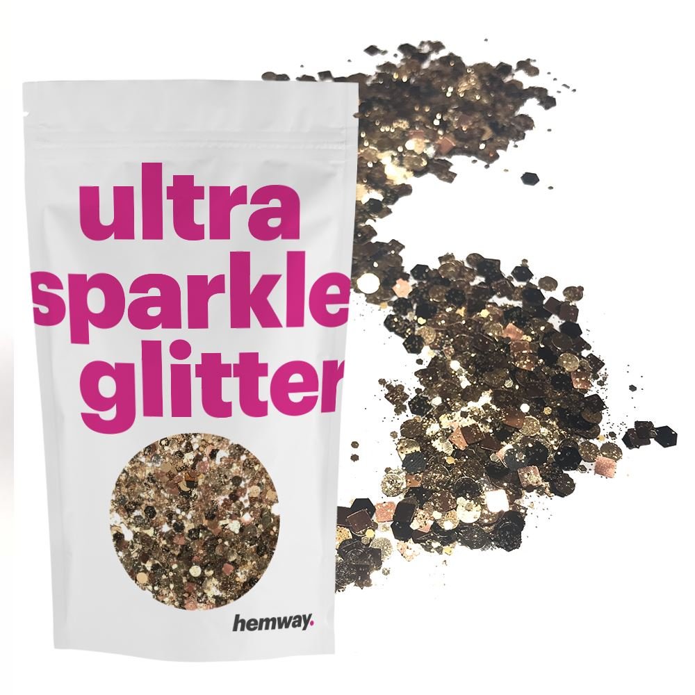 Hemway Bronze Gold Black Tiger Mix Glitter Chunky Multi Purpose Dust Powder Arts & Crafts Wine Glass Decoration Weddings Flowers Cosmetic Face Eye Body Nails Skin Hair Festival 10g