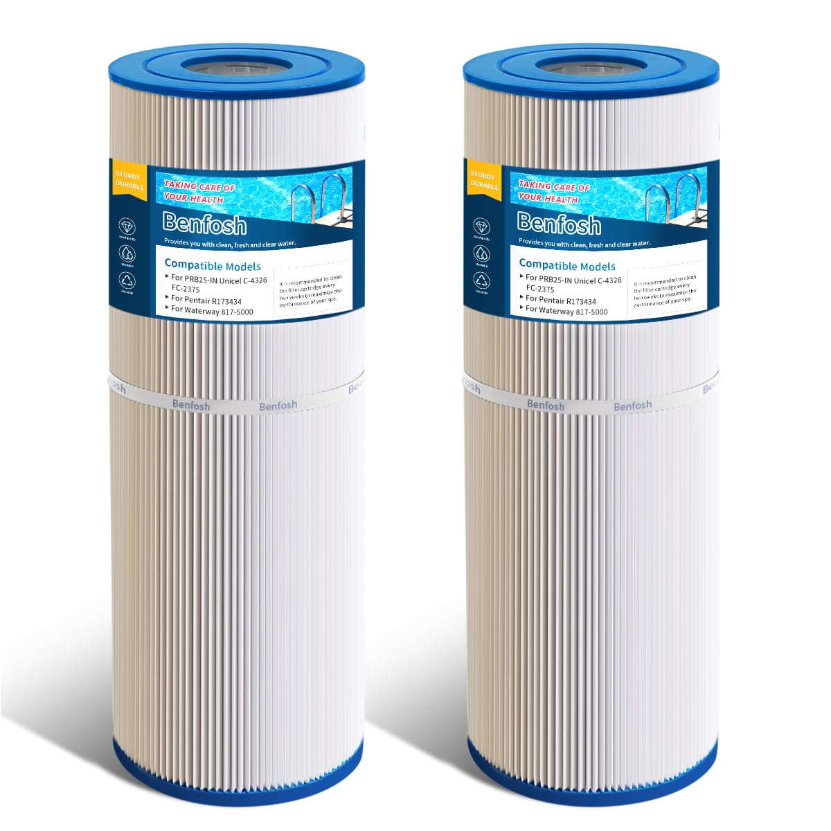 Benfosh 2 X Spa Filter For Spa Hot Tub Replaces Pleatco PRB25-IN Unicel C-4326 Fc-2375 5 X 13 Spa Filters