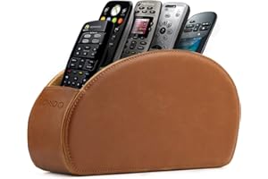 Londo Remote Control Holder with 5 Pockets - Store DVD, Blu-Ray, TV, Roku or Apple TV Remotes - PU Leather with Suede Lining 