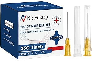 ISOPEN 100PCS 25Ga 1 inch Needles Lab Accessories, Refilling Inks,Individually Packaged