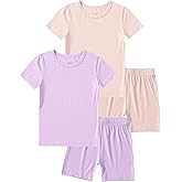JunNeng Bamboo Viscose Toddler Pajamas,Baby Boy Girl Solid Snug Fit Short Sleeve Summer Sleepwear PJS