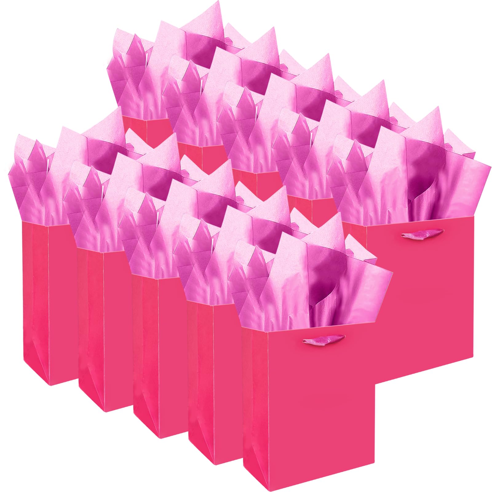 Photo 1 of **MISSING PARTS**
qiqee 10PCS Bright Pink Mini Gift Bags with Tissue Paper Handles 6.3"x4.7"x2.4" Small Size Present Party Favor Bags? 20pcs Tissue Paper ?