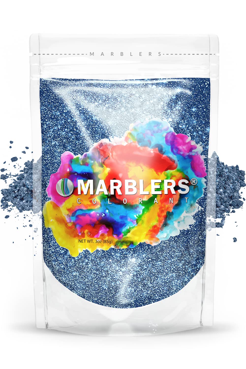 MARBLERS Blue Mica Powder [Blue Jay Pearl] 3oz (85g) | Cosmetic Grade | Epoxy Resin Pigment | Dye | Non-Toxic, Vegan, Cruelty-Free | Lip Gloss, Nails, Body Butter | Bath Bomb, Candle & Soap Making