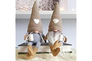 Maritown 2PCS Coffee Gnomes Plush Decorations, Handmade Rustic Gnome Holiday Decor Ornaments Wedding Table Tiered Tray Shelf Decorations for Home Office Coffee Bar (Coffee - C)