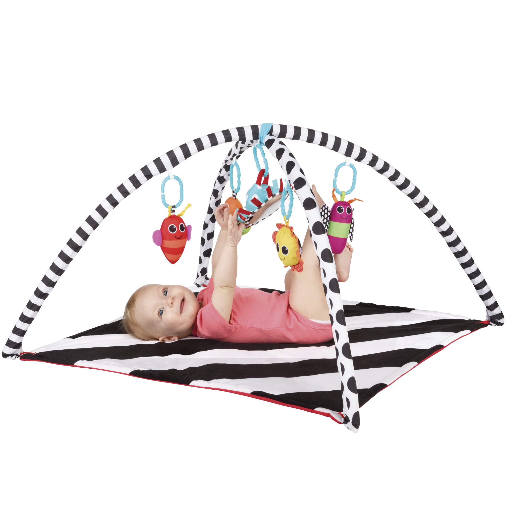 Sassy Black & White Tummy Time Playmat for Tummy or Back Play with Detachable Toys, Ages 0+ Months