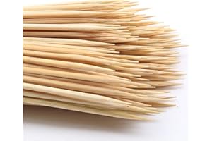DTmasao 200PCS 12 inch Bamboo Skewers for Wooden Sticks， BBQ，Appetiser，Fruit，Cocktail，Kabob，Chocolate Fountain，Grilling，Kitchen，Crafting and Party. Φ=3mm, More Size Choices 6"/8"/10"/12"/36"