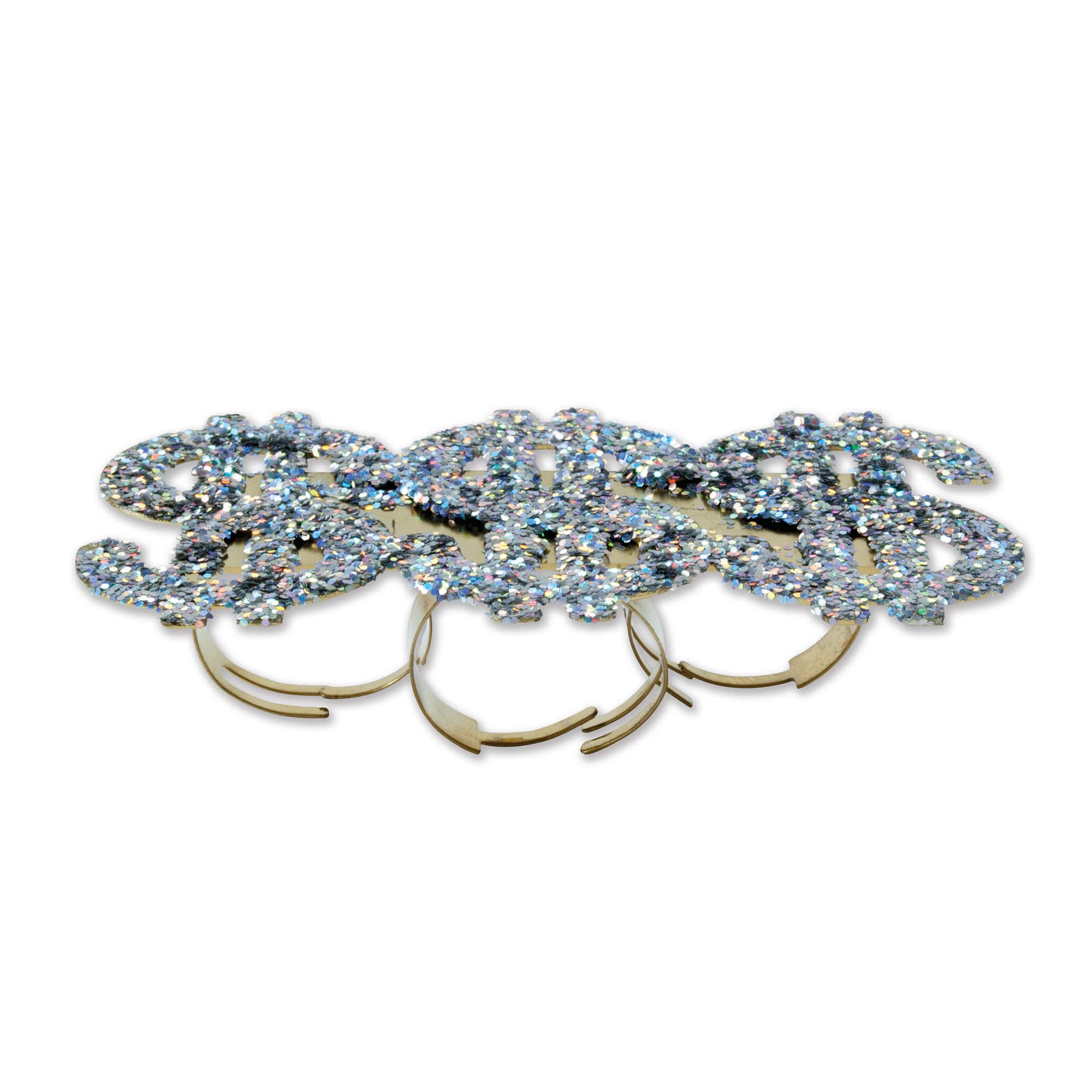 Bristol Novelty BA632 3 $ Signs Dollar Glitter Ring, One Size