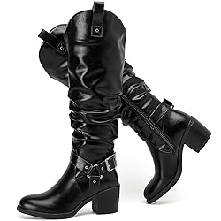Ruiee Women's Heeled Knee High Boots, Chunky Block