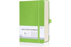 EMOMAS Lined Journal Notebook, 360 Numbered Pages(With page number), Thick Journal for Writing A5 College Ruled Notebook, 100gsm Lined Paper, Leather Hardcover, 5.75'' X 8.38''-1 Pack, Grass Green
