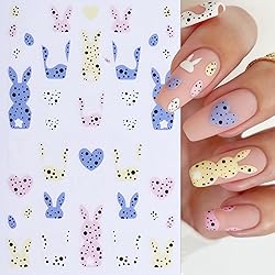6 Sheets Cute Bunny Nail Stickers Easter Nail Art
