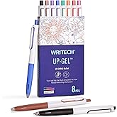 WRITECH Retractable Gel Ink Pens: Multicolor 0.5mm Fine Point Pen No Smear & Bleed for Journaling Sketching Drawing Notetaking Extra Smooth Writing Silent Click Pen Set Up-Gel 8ct