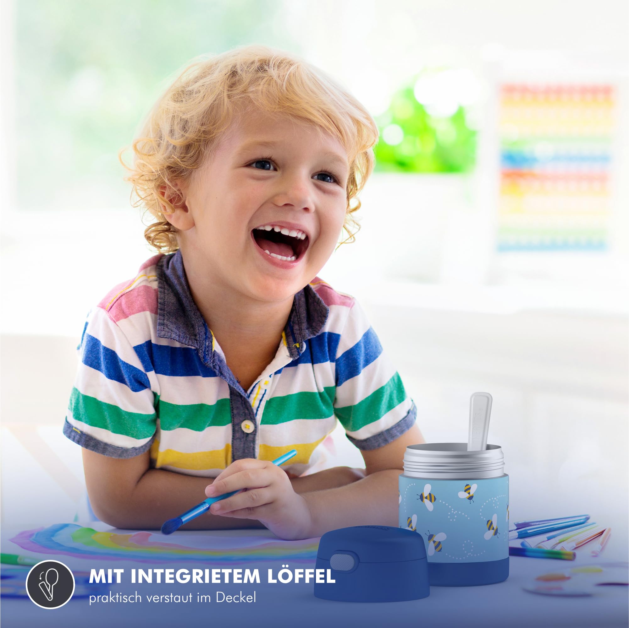 RMOVR THERMOS kids FUNTAINER FOOD JAR 0,30l, ocean teal, Thermobehälter für Essen mit Löffel für Kinder, 5 h heiß / 7 h kalt, absolut dicht für Suppe, Müsli, Pause 6