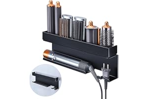 OUKIMLY Storage Hair Dryer Holder for Curling Iron Accessories, Hair Tool Organizer Wall Mount, Curling Iron Holder Organizer, Bathroom Hair Straightener Holder Stand for Styler Attachments Organizer, Black