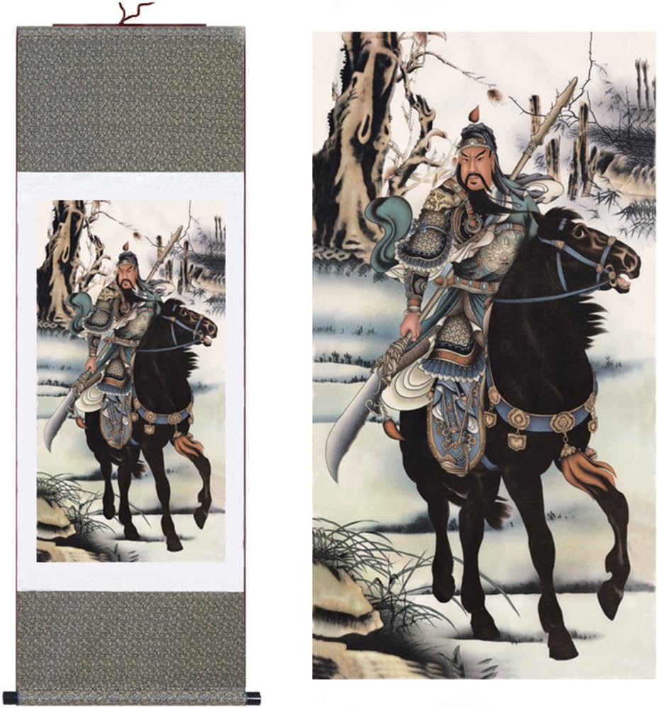 Sunmir (TM) Silk scroll painting Guan Yu Horse Riding