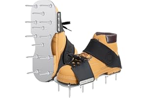 LEWEIO Aerator Shoes, Lawn Aerator Shoes for Grass with 3MM Metal Bottom, Aeration Shoes for Lawn with Adaptable Straps, Pre-Assembled Aerating Shoes for Lawn with Bend-Resistant Prongs, Black