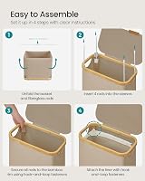 SONGMICS 65 L Slim Laundry Basket with Lid and Removable Liner Camel Brown view 8