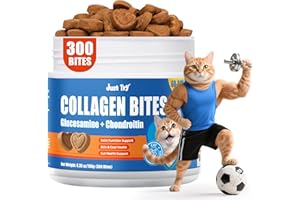 Just Try 300 Bites Collagen Bites Cat Treats for Cat Glucosamine Chondroitin, Collagen Supplements for Joint Health - Chicken Flavor - Cat Supplements 6.35 oz