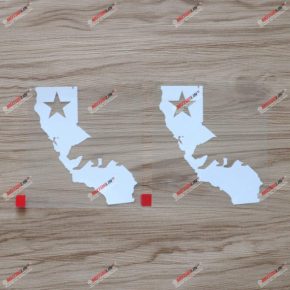 Photo 1 of (2) 6'' California Bear Decal Sticker Map Outline Republic Cali Car Vinyl White sda3