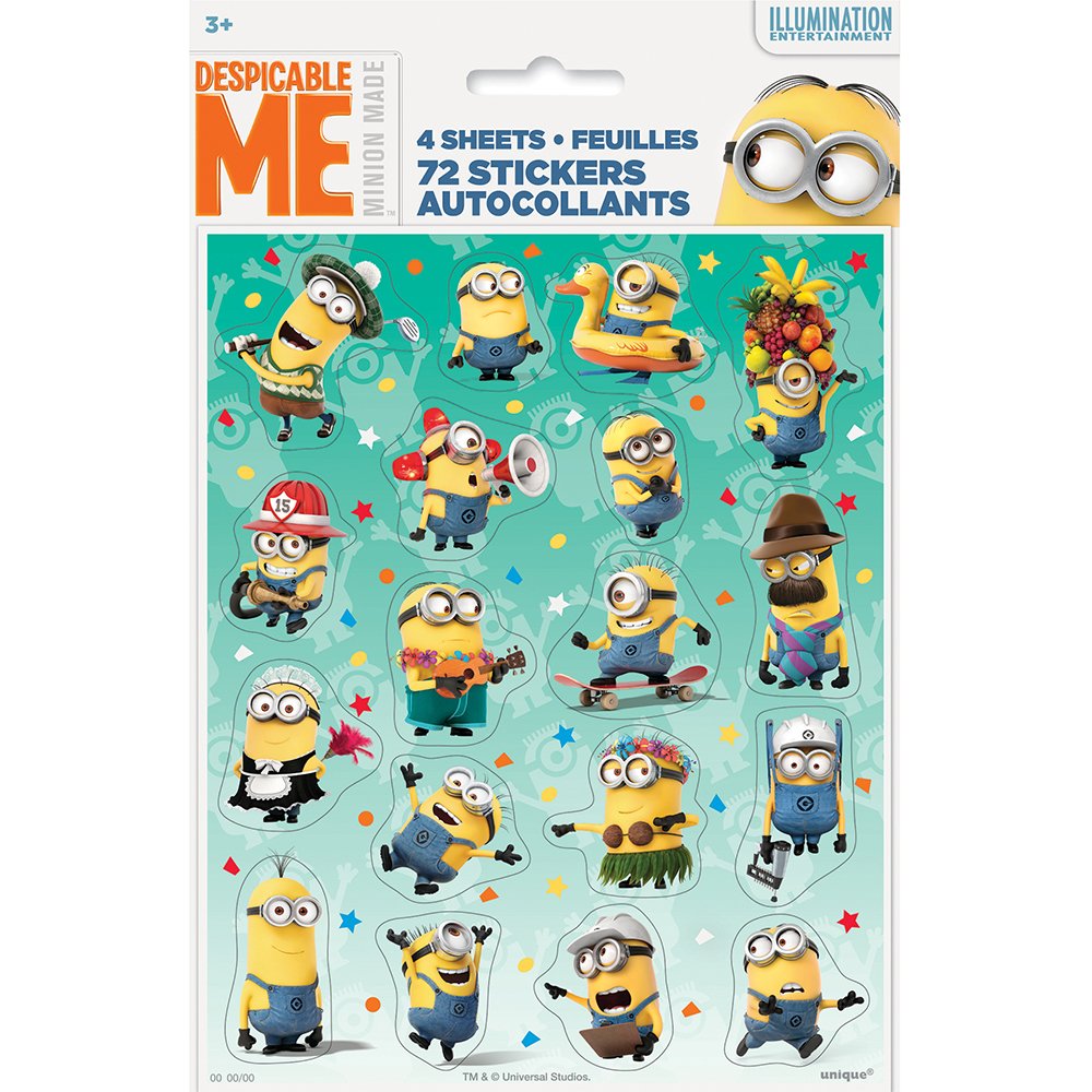 Unique Despicable Me Sticker Sheets (4 Count) Amazon.co.uk Toys & Games