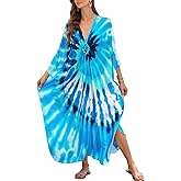NFVNKJ Kaftan Dresses for Women Plus Size Caftan Swimsuit Cover Up, Boho Beach Dress with Batwing Sleeves