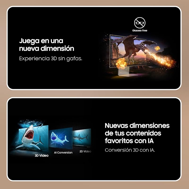 Odyssey 3D G90XF Gaming Monitor 4K 3840 x 2160, 16:9, 165Hz, 1ms(GTG), Experiência 3D sem óculos, AI 3D Video, Odyssey 3D Hub, Mercury Silver, compatível com G-Sync, LS27FG904XUXEN