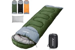 BISINNA 0 Degree Winter Sleeping Bags(480GSM) for Adults-Cold Weather Camping Sleeping Bag-Comfortable Warm Portable Sleeping Bags with Pillow Compression Sack for Backpacking Hiking Outdoor