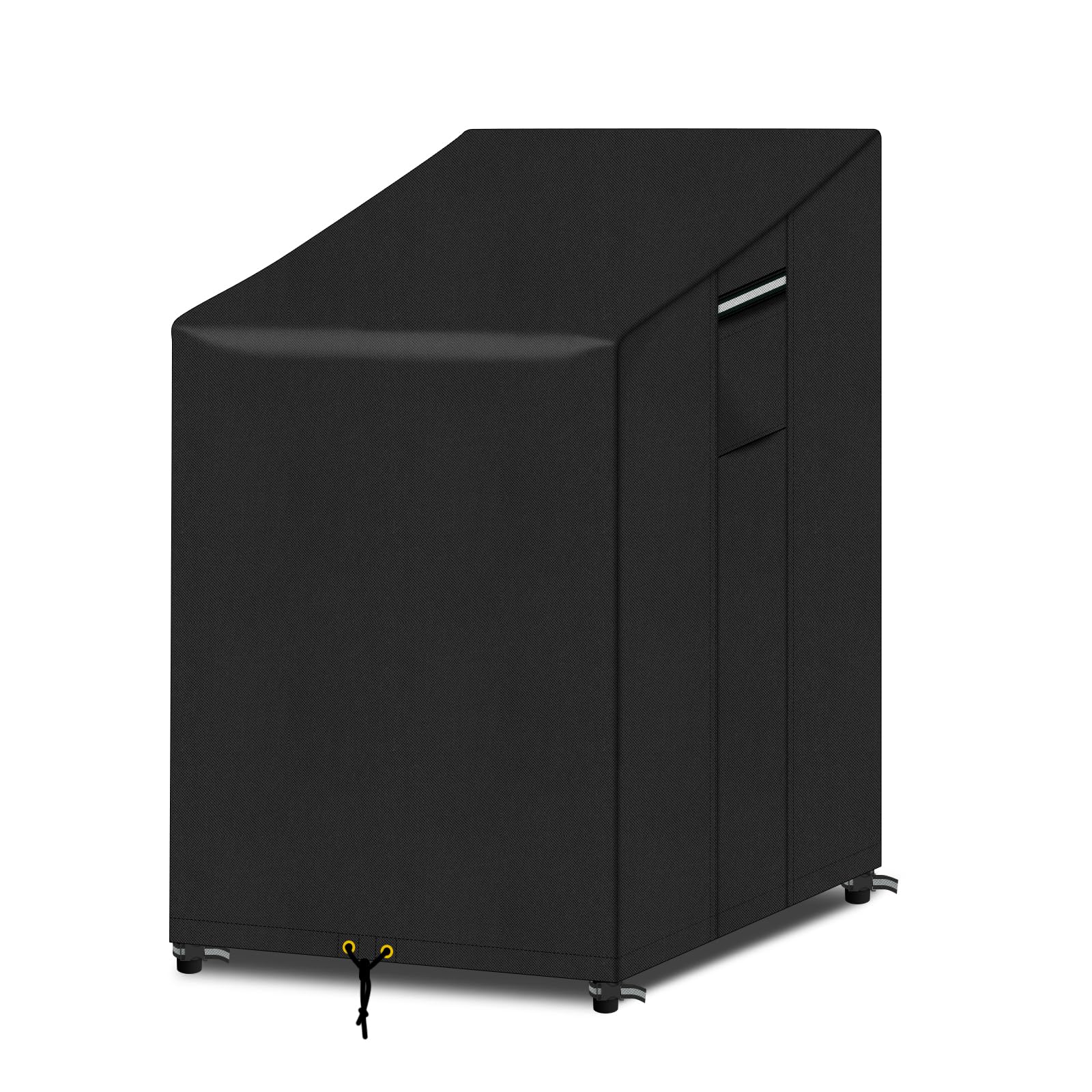 PATIO PLUS Garden Chair Cover with Air Vent, 600D Oxford Fabric Waterproof Outdoor Stacking Chair Cover 65x65x80/120cm (Black)