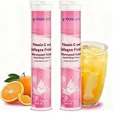 Vitamin C Effervescent Tablets with Collagen, Potent Immune Support VIT C with Collagen Supplement, Antioxidants Skin Radiance, Dissolvable Vitamin C 40 Tablets (Pack of 2), Sweet Orange Flavor