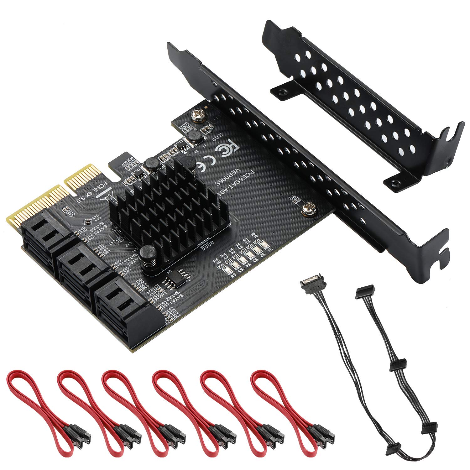 MZHOU PCI-E X4 to SATA 3.0 Controller Card, 6-Port SATA III 6Gbps Expansion Cards Boot as System Disk for Windows/Linux