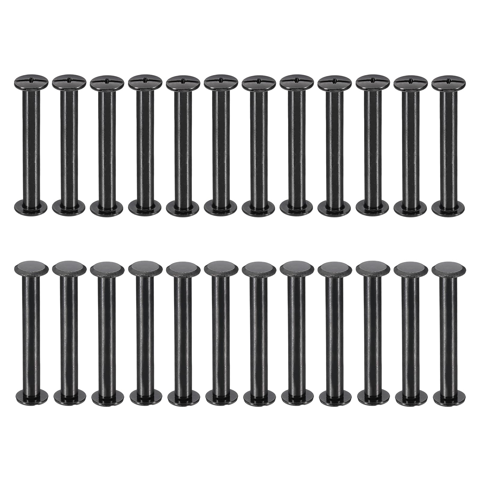 PATIKIL 24 Sets Chicago Screws, 40mm l Chicago Screws Phillips Binding Post Screw Bolts Leather Rivets Fasteners Connectors for Leather Belt Scrapbook Photo Albums, Black