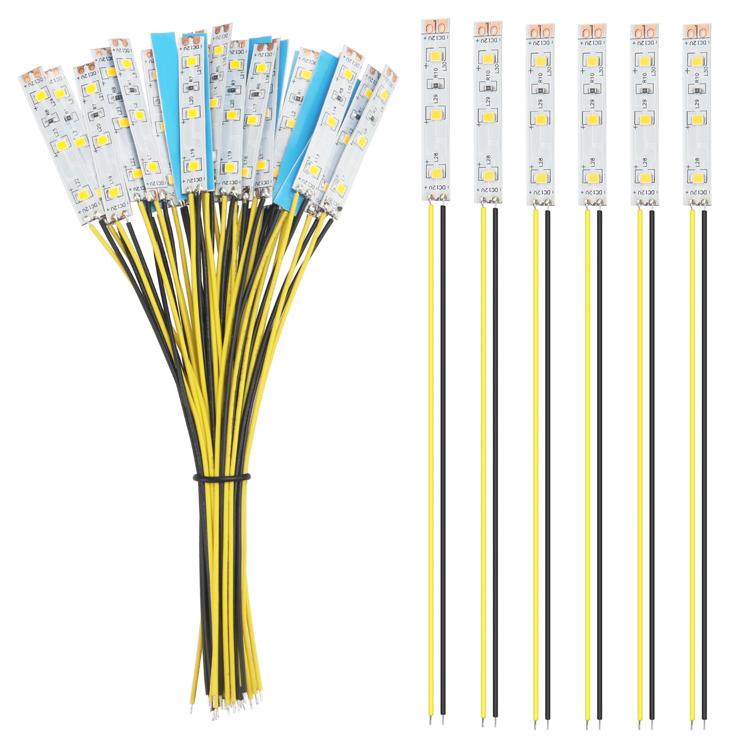 YIXISI 25 PCS 50mm Prewired Strip LED, 12V - 18V LED Strip Light, 2335 SMD LED Light, Yellow