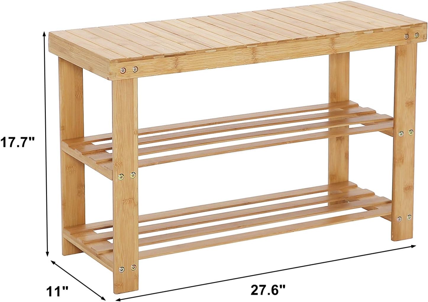 C&AHOME 3-Tier Shoe Rack Bench, Entryway Shoe Storage Organizer Holds Up to 240 lbs, Bamboo Storage Shelf for Shoes, Slippers, Ideal for Hallway Bathroom Living Room Corridor Natural: Kitchen & Dining