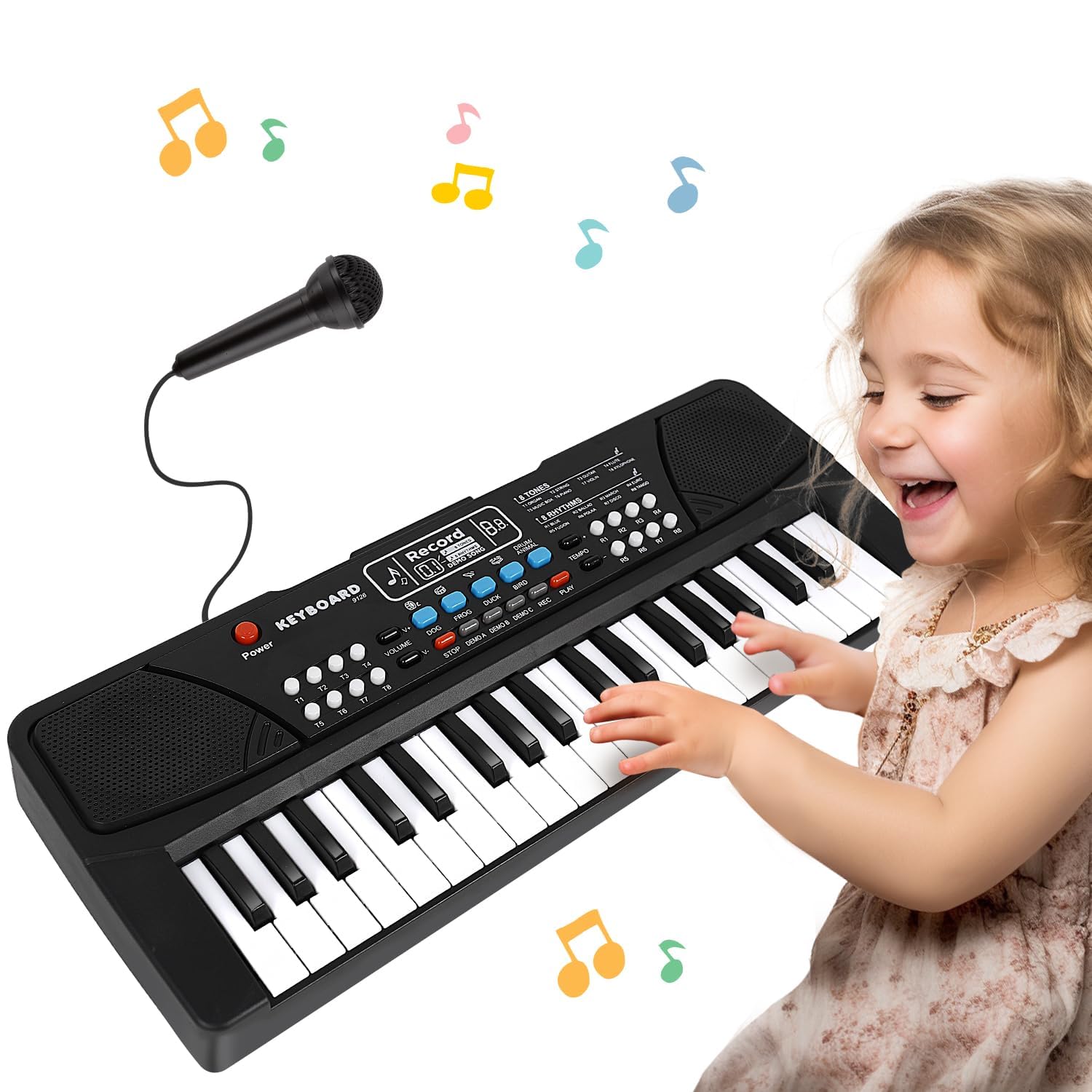 Shayson Kids Piano Keyboard, 37 Key Rechargable Multi-function Electronic Keyboard Piano with Microphone a Educational Toy for toddlers Kids Children (Black)