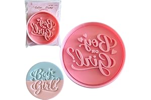 Boy or Girl 3D Cookie Cutter and Stamp, 8cm/3.15 inch, 3D Circular Mold with Baby Shower Decoration Stamp for Fondant, Cakes,
