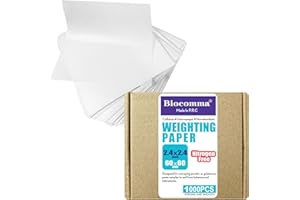 Biocomma 2.4x2.4 inches Cellulose Weighing Paper Sheet, Nitrogen Free,Non-Absorbing, High-Gloss (1000Pcs)