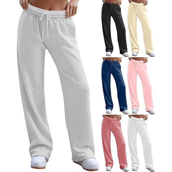 COZYEASE Women's Straight Leg Sweatpants Drawstring Elastic