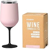 Huski Wine Tumbler 2.0 | NEW | Award-winning Design with Detachable Stem | Premium Stainless Steel Wine Glass with Lid | Triple Insulated Tumbler | 12oz Capacity | Great Gift (Powder Pink)