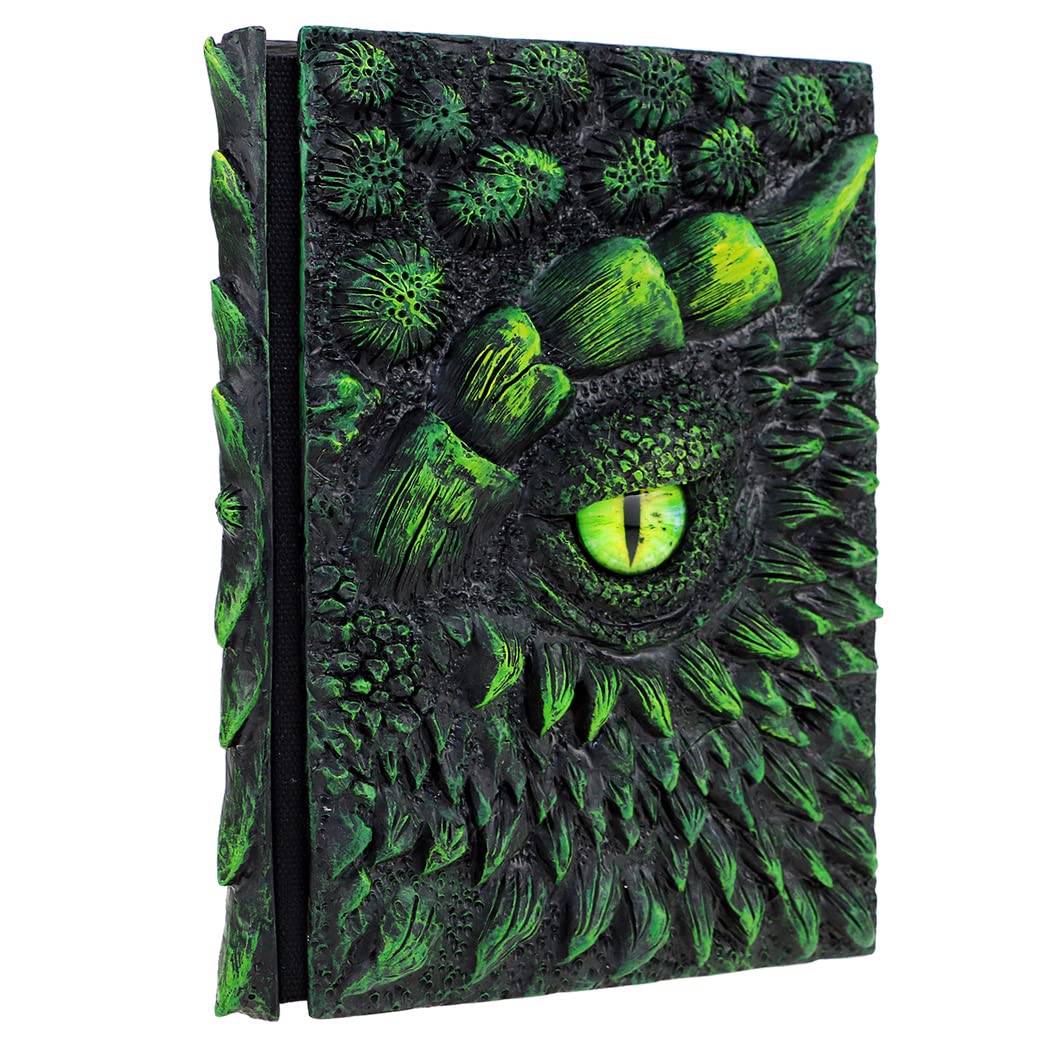 Mazeran 3D Dragon Hardcover Embossed Journal, Antique Handmade Forest Dragon Eye Polystone A5 Blank Craft Writing Sketch Notebook Daily Notepad, Home Ornament Artistic Fantasy Decoration