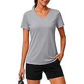 MAGCOMSEN Workout Tops for Women UPF 80+ V-Neck Short Sleeve Tee Shirt Quick Dry T Shirts Gym Athletic Yoga Top