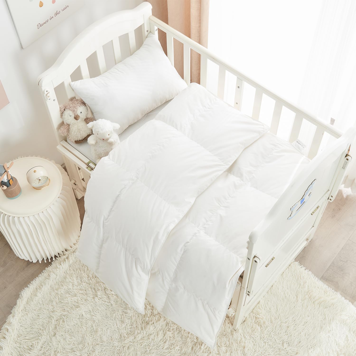 Photo 1 of Toddler/Travel/Crib Goose Down Comforter Duvet/Blanket Multifunctional,100% Organic Cotton Washable Unisex Kids,All Season,White 33x43