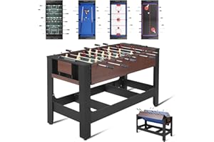 RAYKEEP 54" 4-in-1 Swivel Multi Game Table - Combo Game Table Set for Kids, Adults - Indoor and Outdoor Arcade Sports Table - Air Hockey, Billiards, Foosball, Ping Pong for Home, Game Room