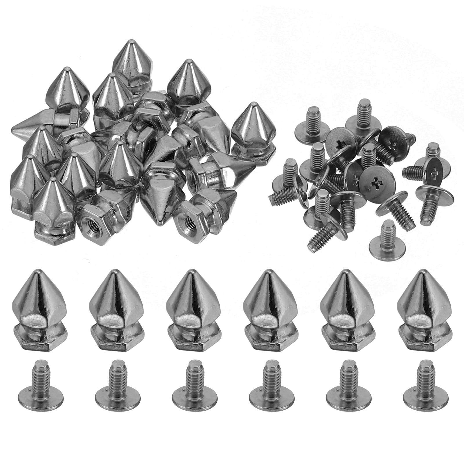 PATIKIL 14mm Studs for Clothing, 20 Sets Studs and Spikes Leather Rivets Cone Spikes Metal Screw Studs for Clothing Leather Crafts Fabric Shoes Punk Bag Leathercraft, 8x14mm, Black