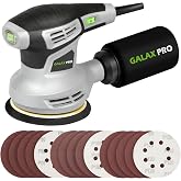 GALAX PRO 5-inch Random Orbital Sander Corded 2.4-Amp with 15PCS Sandpapers | 13000 OPM Electric Palm Sander for Woodworking, Sanding &amp; Polishing, 6-Speed, Dust box, Rubber Handle