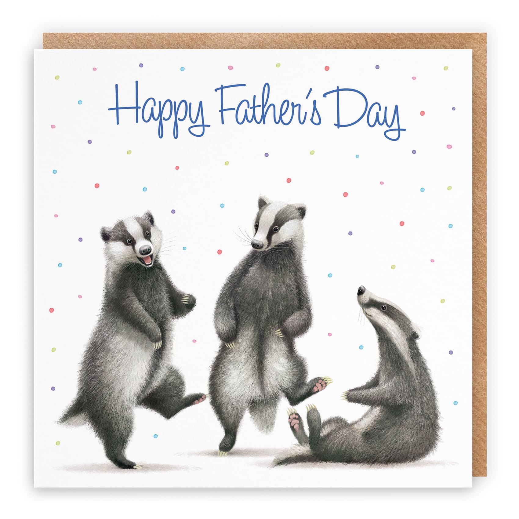 Hunts England - Badgers Funny Father's Day Card - Milo's Gallery - Wildlife Father's Day Card - Happy Father's Day Card For Animal Lovers, Men, Dad, Grandad