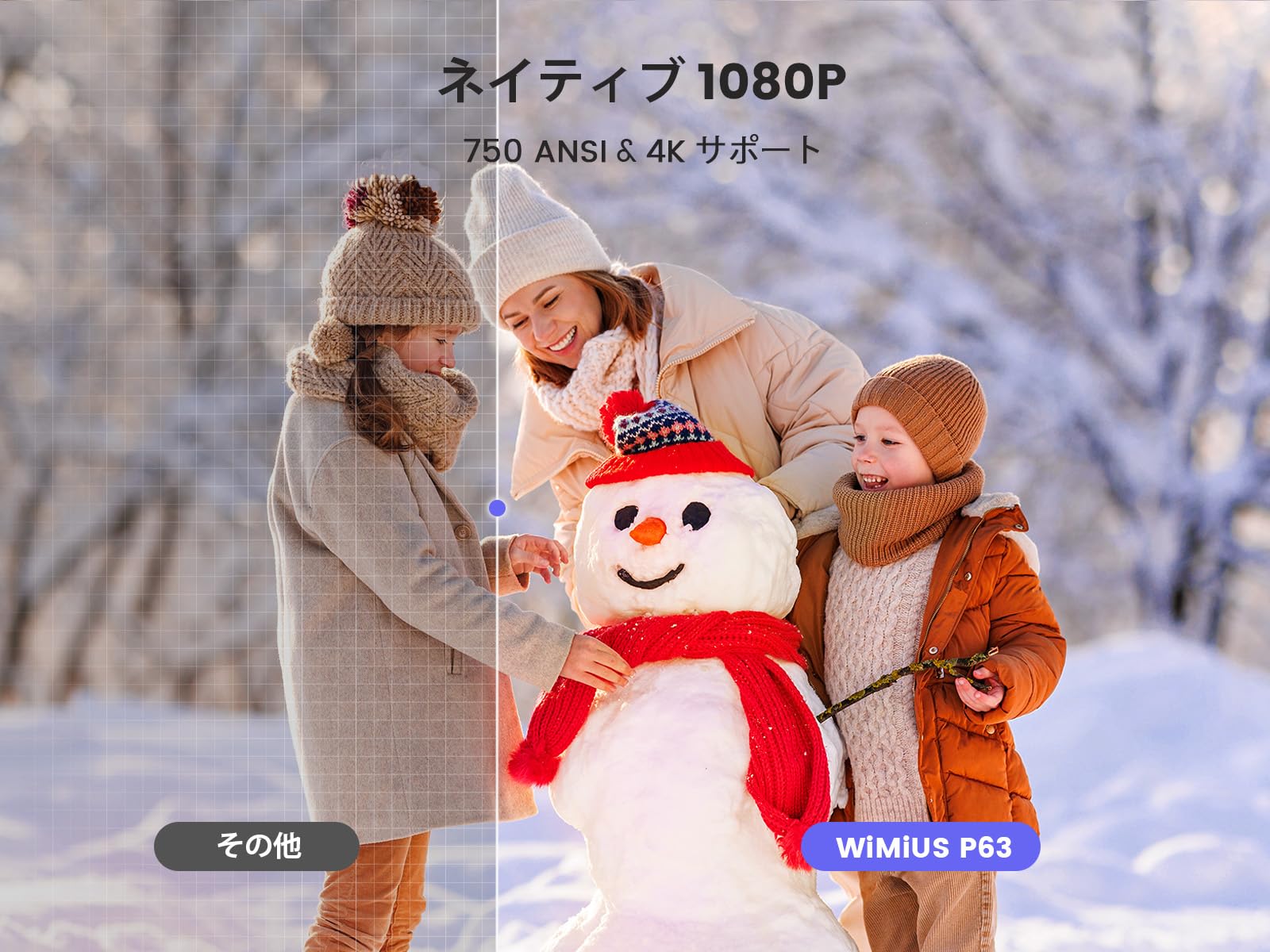 WiMiUS Projector, Small (Electric Focusing, Automatic Keystone Correction, High Brightness 700 ANSI), Tripod Stand, WIFI6, Bluetooth 5.2, Real 1080P, 4K Compatible, Zoom Function, Mobile, Built-In