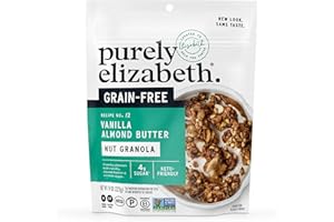 PURELY ELIZABETH. Purely Elizabeth Vanilla Almond Butter Keto Granola, Made with Nuts and Seeds, Grain-Free, Gluten-Free, Non-GMO (8oz Bag)