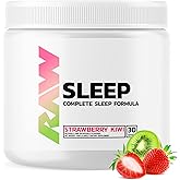 RAW Natural Sleep Aid Supplement - Relaxation Enhancer & Mood Support with Melatonin, Magnesium, Zinc, L-Tryptophan & Lemon Balm Extract to Relax & Calm The Mind & Body - 30 Servings, Strawberry Kiwi